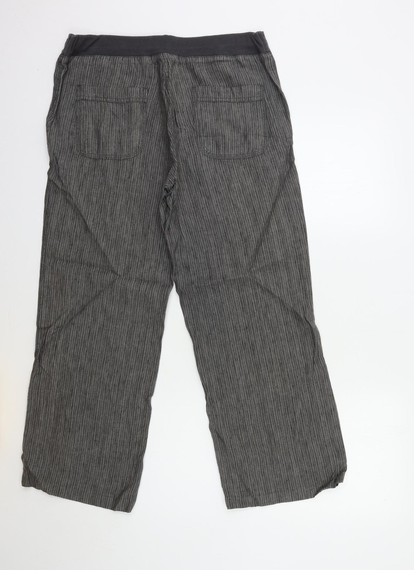 Marks and Spencer Womens Green Striped  Trousers  Size 12 L26 in