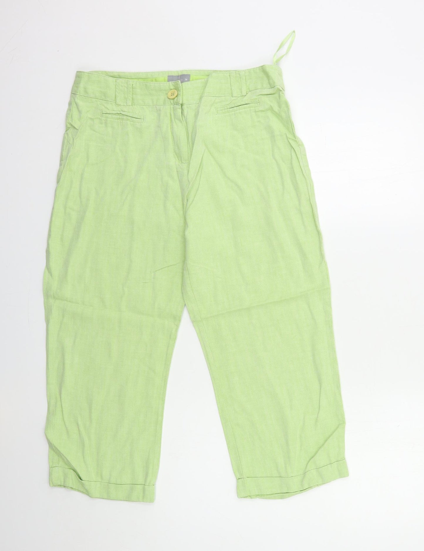 Per Una Womens Green   Cropped Trousers Size 14 L23 in