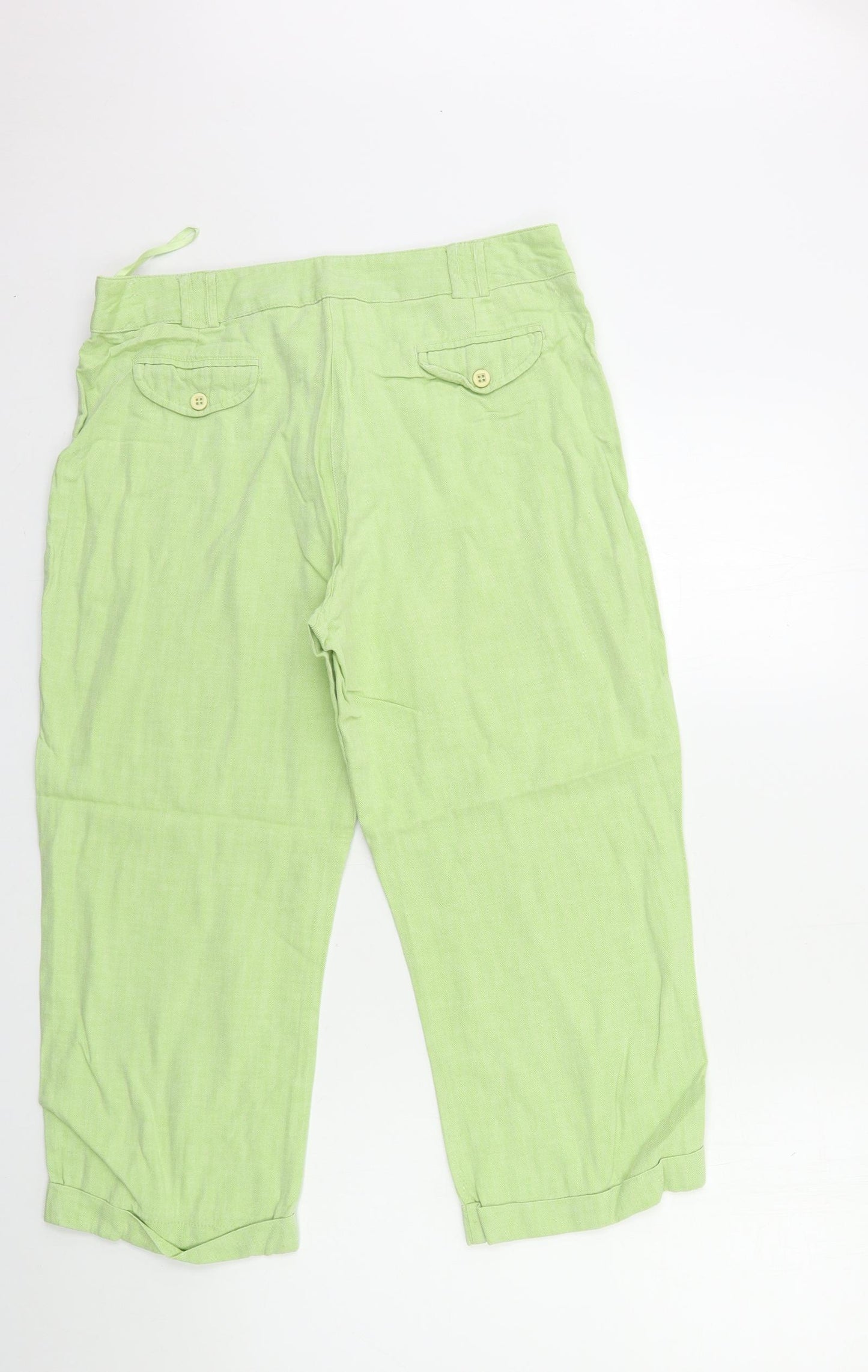 Per Una Womens Green   Cropped Trousers Size 14 L23 in