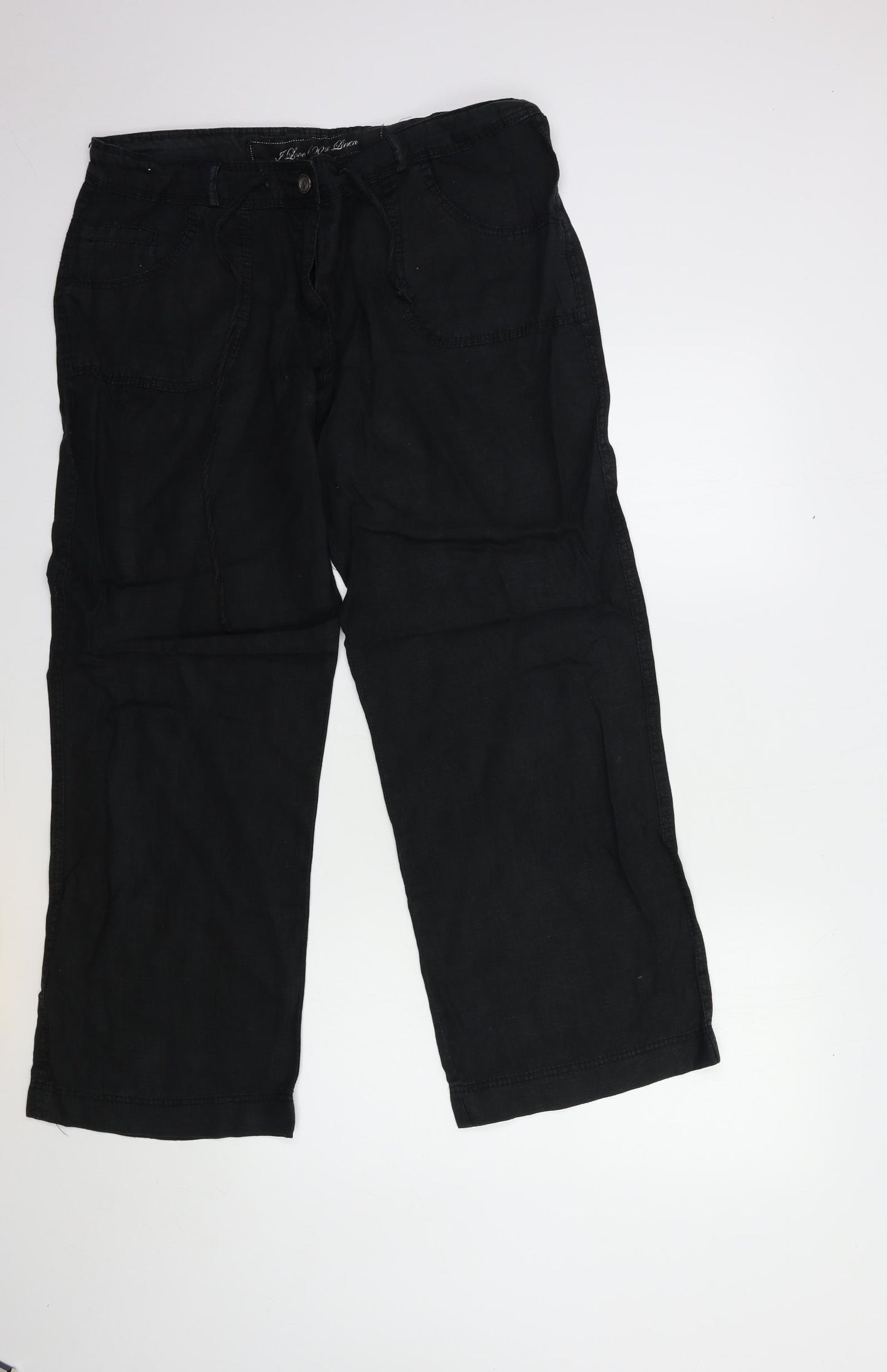 Denim & Co. Womens Black   Trousers  Size 14 L30 in