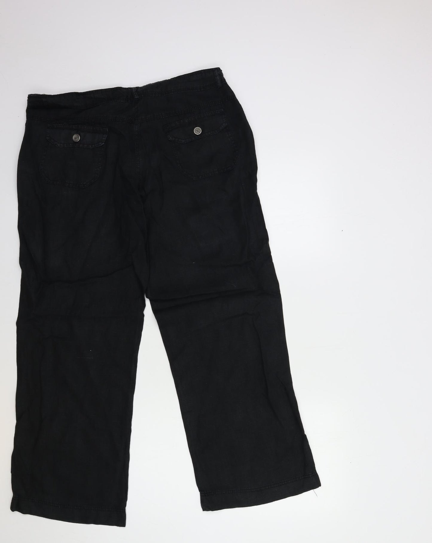 Denim & Co. Womens Black   Trousers  Size 14 L30 in