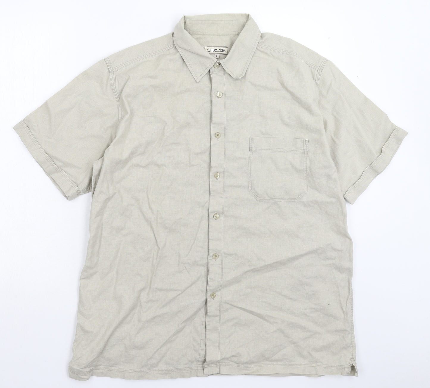 Cherokee Mens Grey    Button-Up Size L