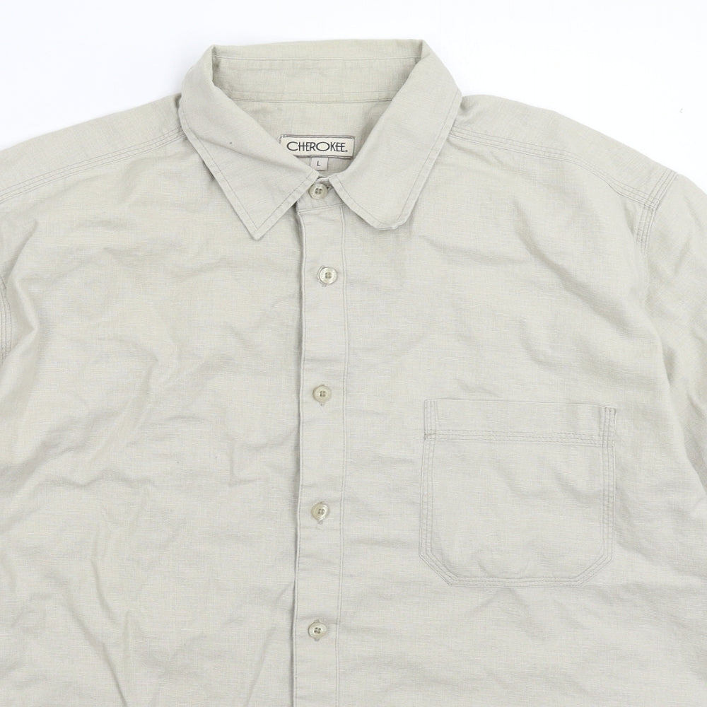 Cherokee Mens Grey    Button-Up Size L