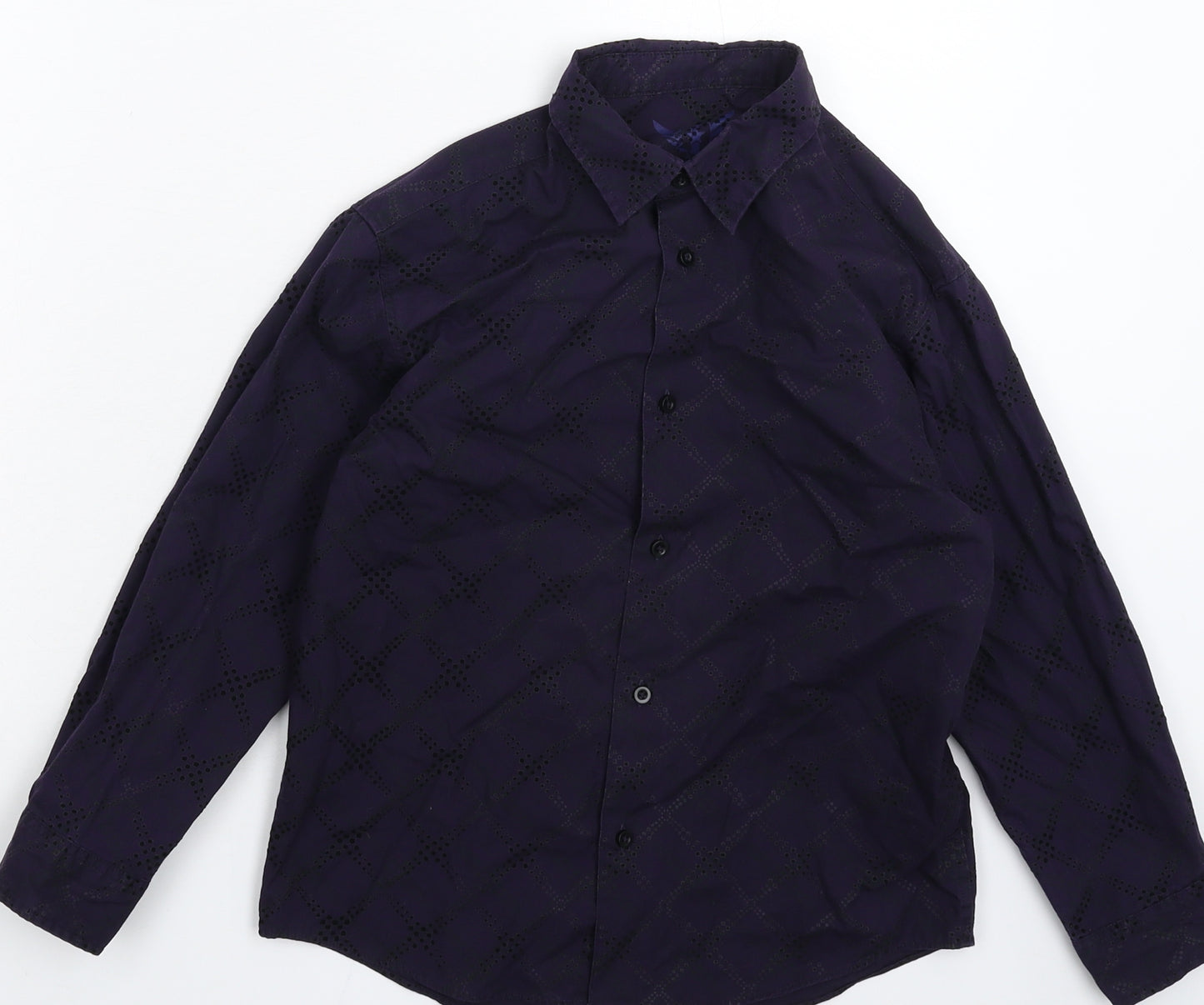 Cherokee Boys Purple Check  Basic Button-Up Size 8-9 Years