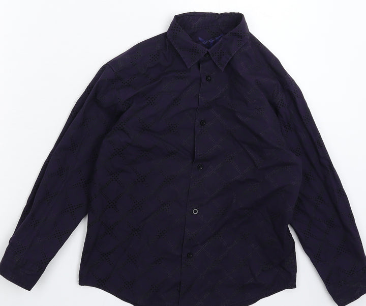 Cherokee Boys Purple Check  Basic Button-Up Size 8-9 Years
