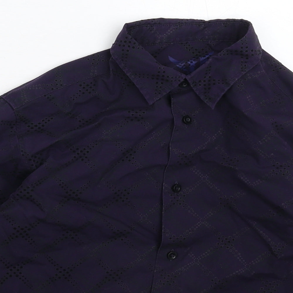 Cherokee Boys Purple Check  Basic Button-Up Size 8-9 Years