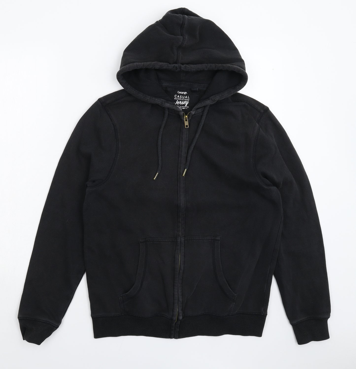 George Mens Black   Full Zip Hoodie Size S