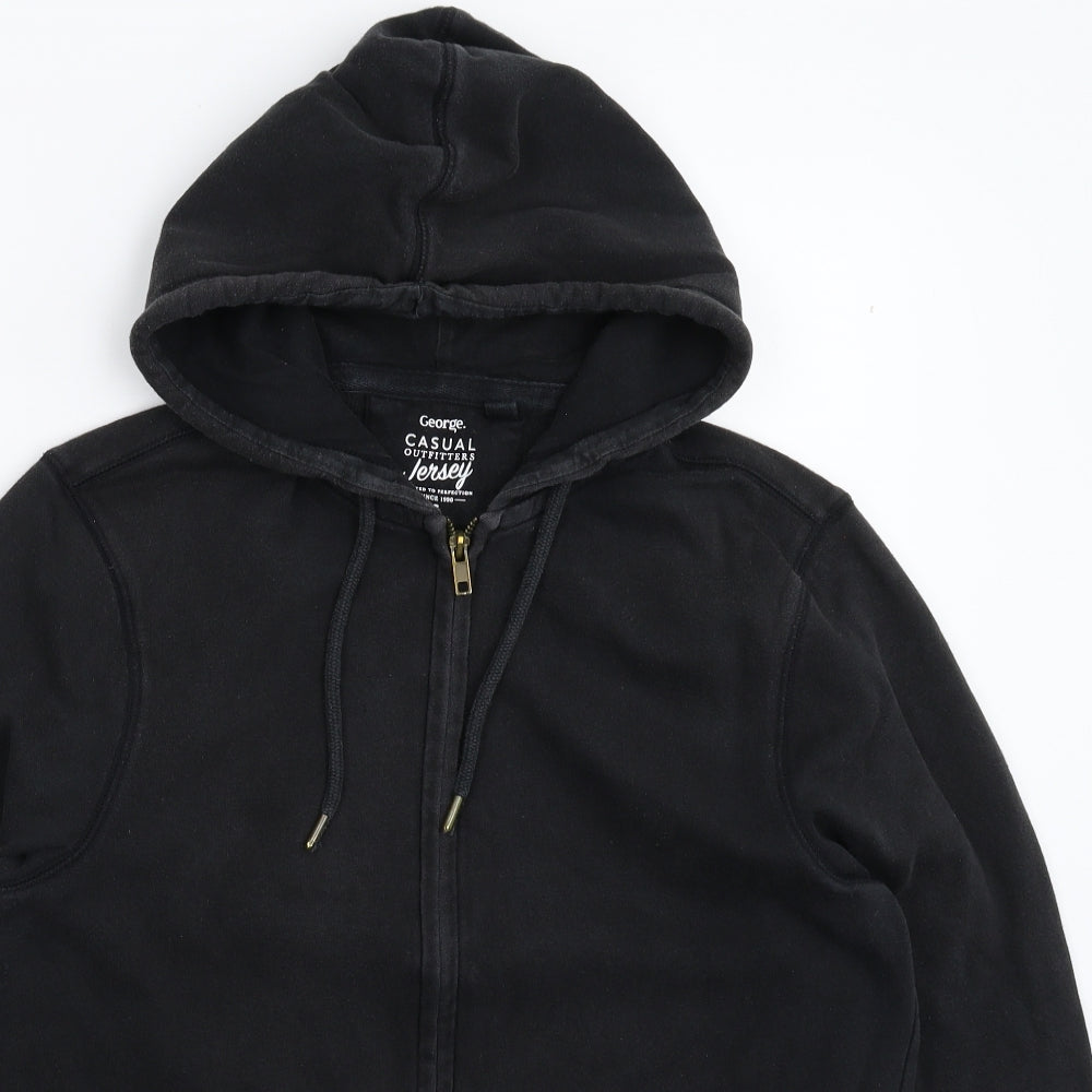 George Mens Black   Full Zip Hoodie Size S