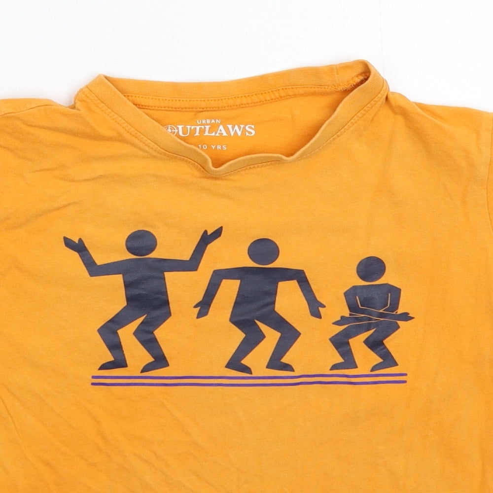 Urban Outlaws Boys Orange   Basic T-Shirt Size 9-10 Years