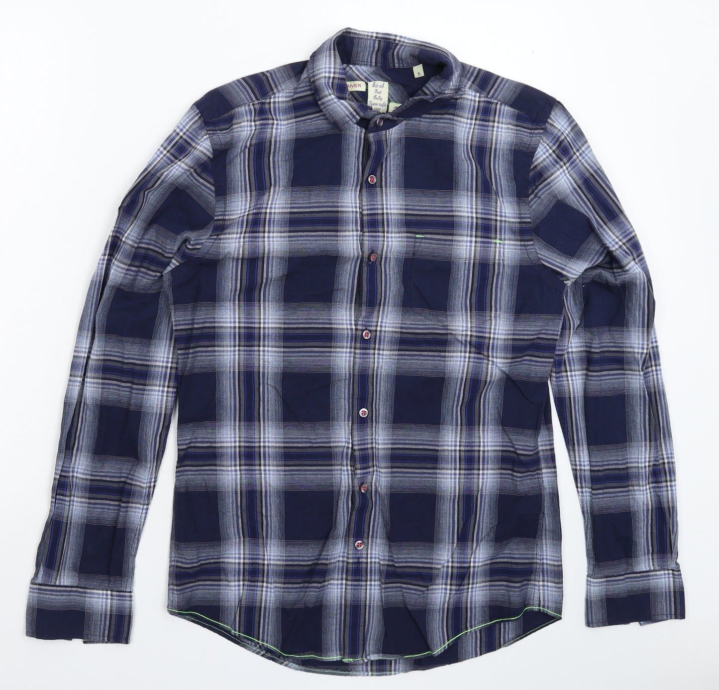 River Island Mens Blue Check   Button-Up Size S