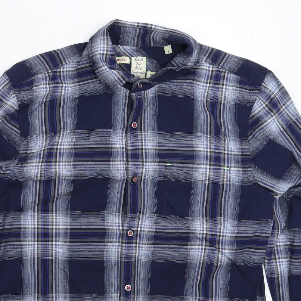 River Island Mens Blue Check   Button-Up Size S
