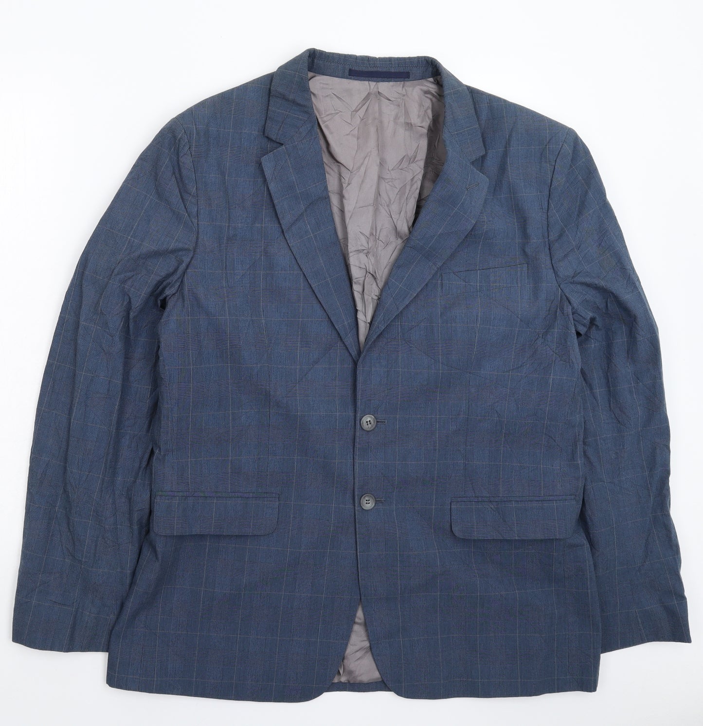 French Connection Mens Blue Check  Jacket Suit Jacket Size 44