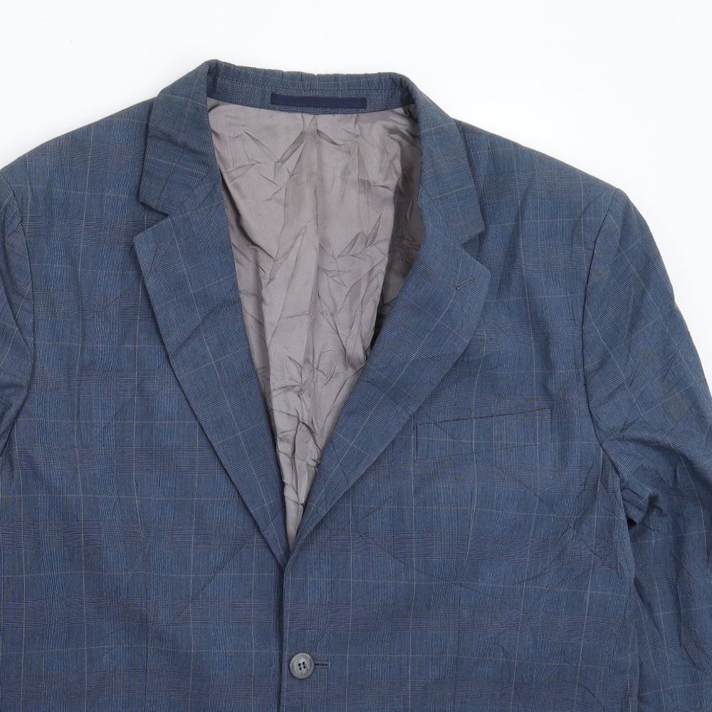 French Connection Mens Blue Check  Jacket Suit Jacket Size 44