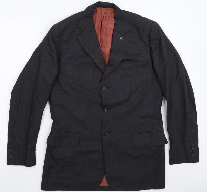 Thornton Mens Grey Striped Jacket Suit Jacket Size 42