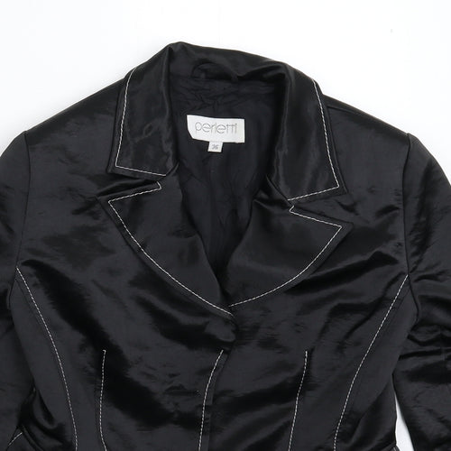 Perletti Womens Black   Jacket Blazer Size 8