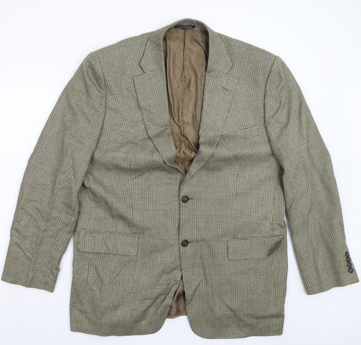 Greenwoods Mens Beige Houndstooth  Jacket Suit Jacket Size 46