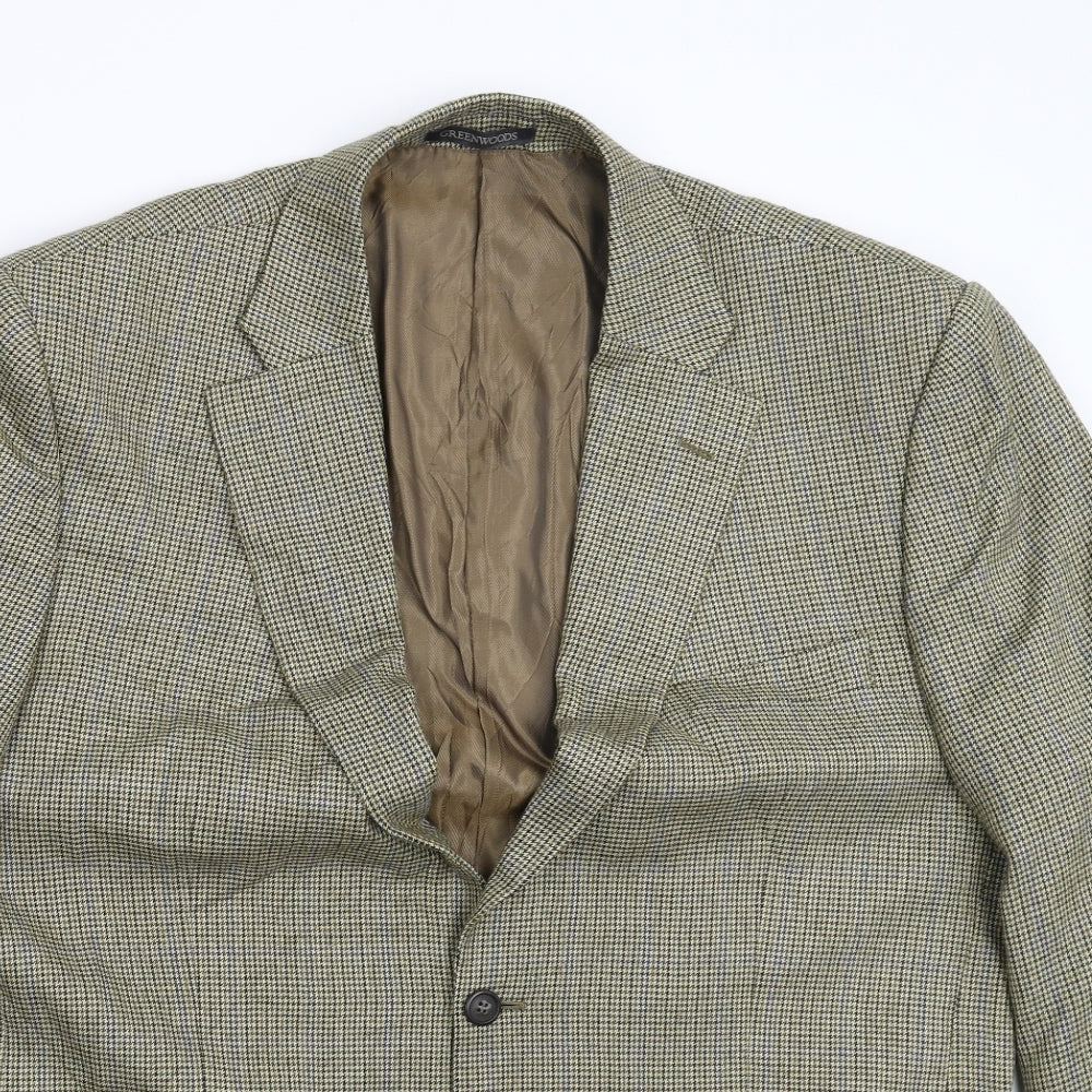 Greenwoods Mens Beige Houndstooth  Jacket Suit Jacket Size 46