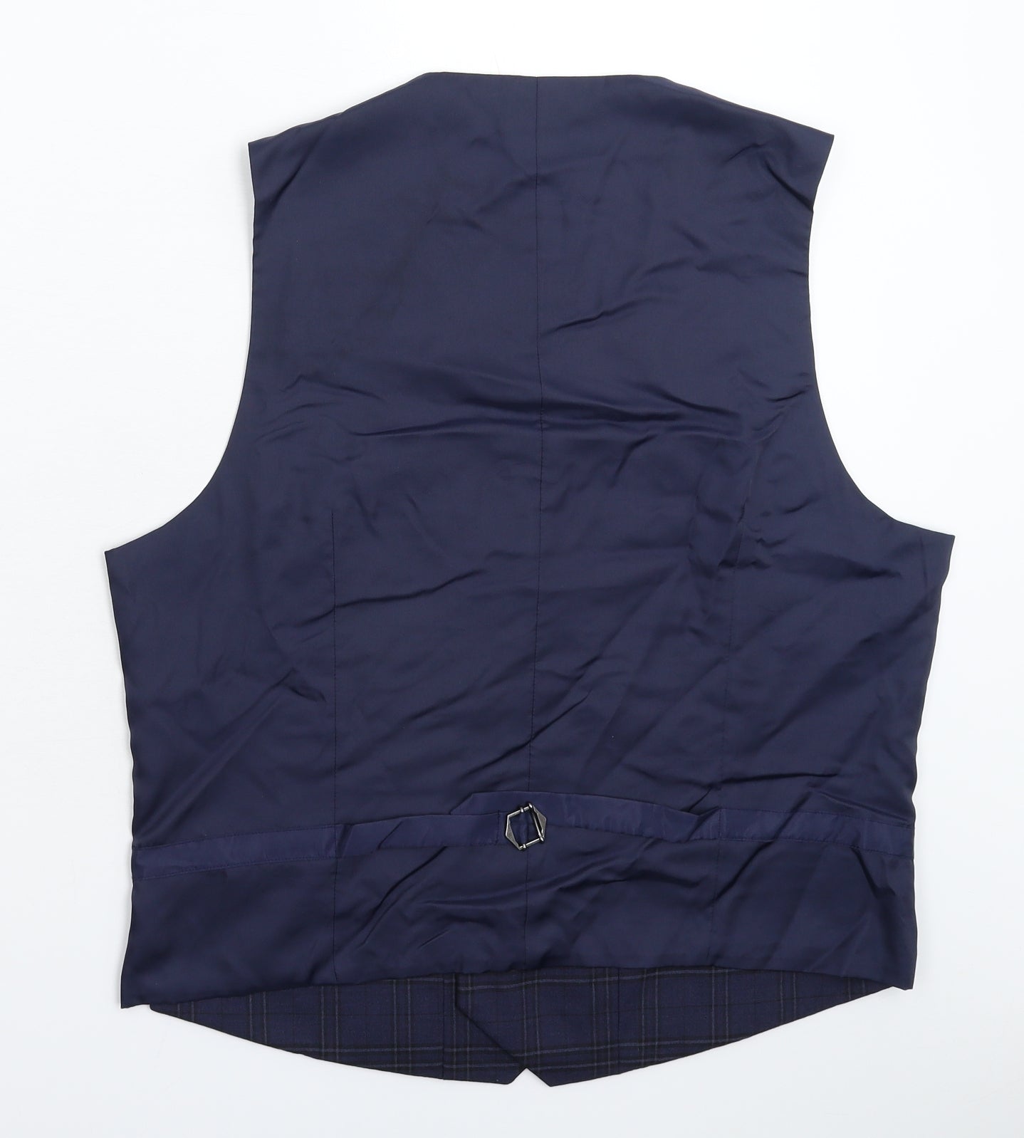Marks and Spencer Mens Blue Check  Jacket Suit Waistcoat Size L