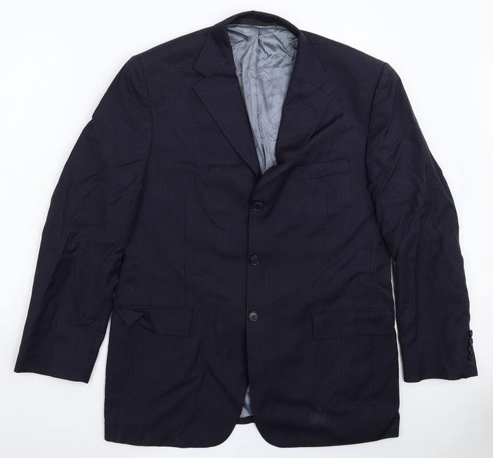 Marks and Spencer Mens Blue Striped Jacket Suit Jacket Size 42
