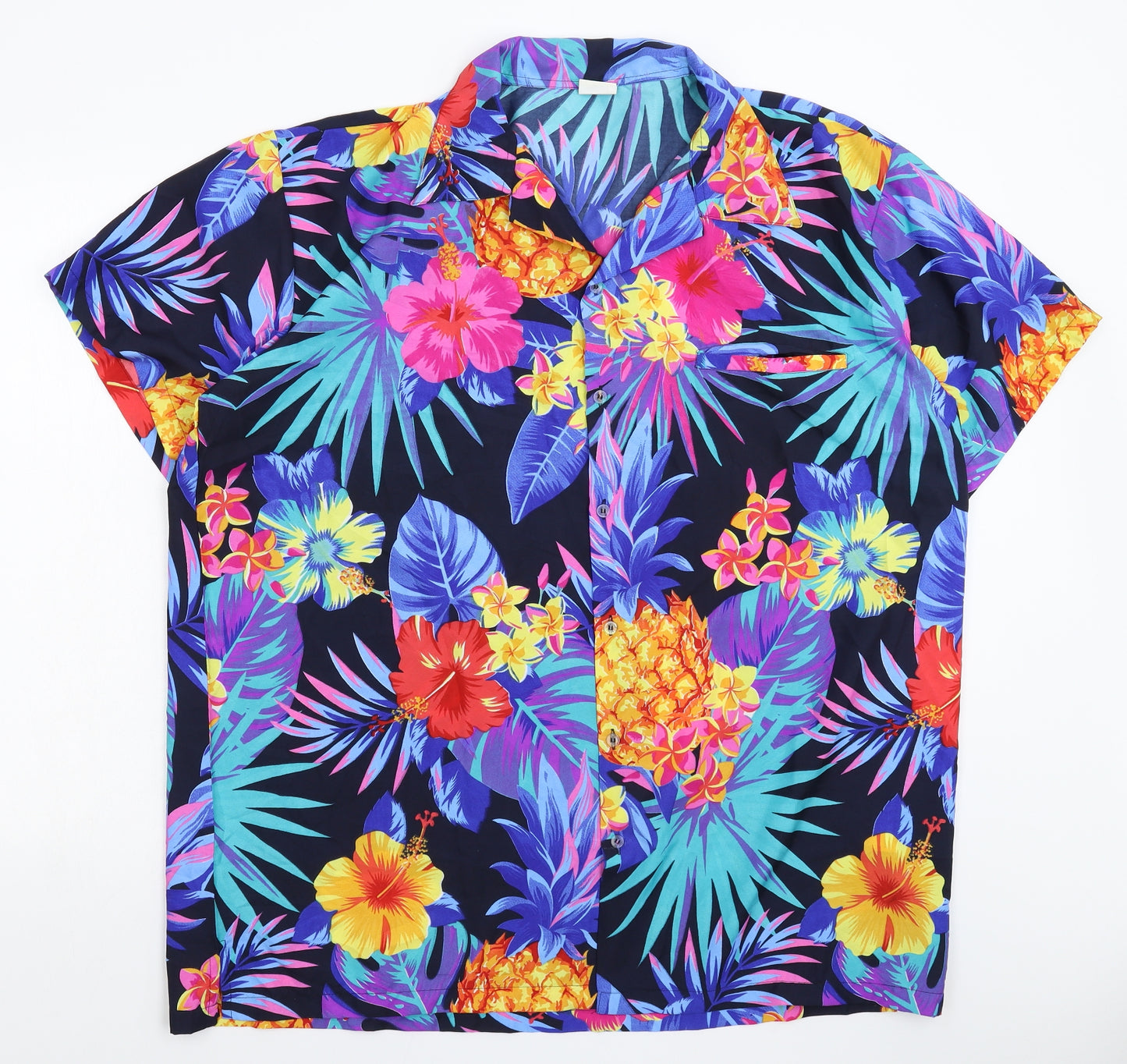 King Kameha Mens Multicoloured Floral   Button-Up Size 2XL