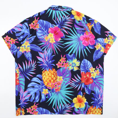 King Kameha Mens Multicoloured Floral   Button-Up Size 2XL