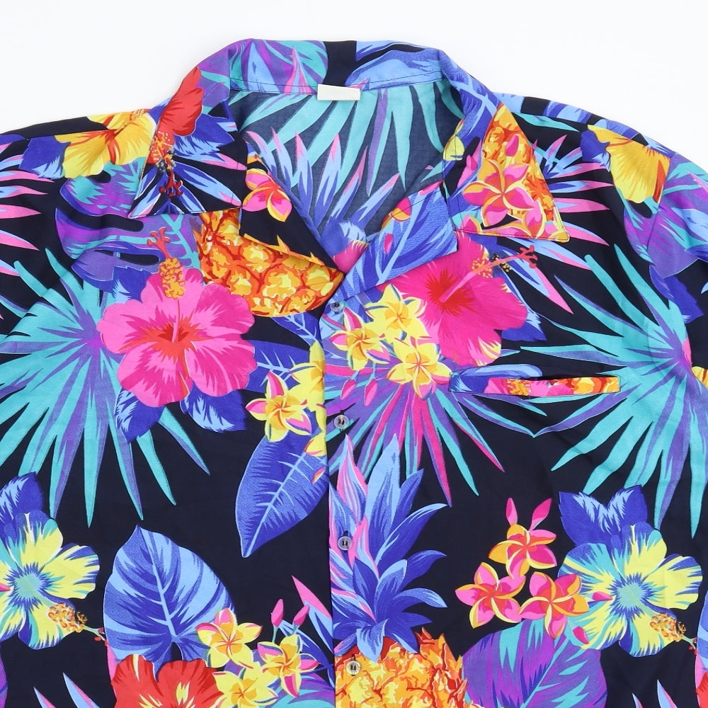 King Kameha Mens Multicoloured Floral   Button-Up Size 2XL