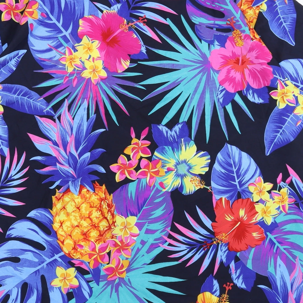 King Kameha Mens Multicoloured Floral   Button-Up Size 2XL
