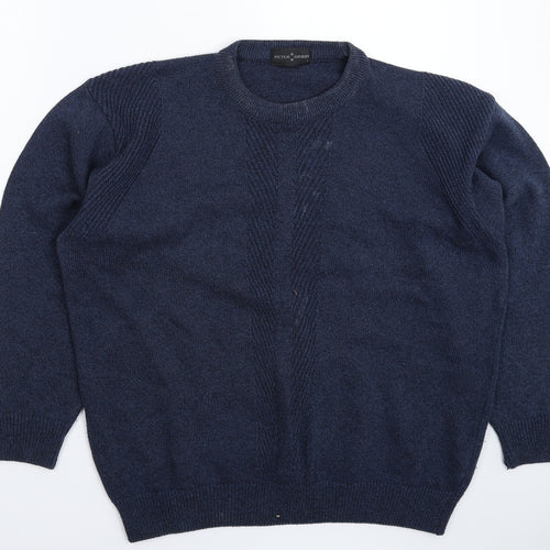 Peter Gribby Mens Blue  Knit Pullover Jumper Size L