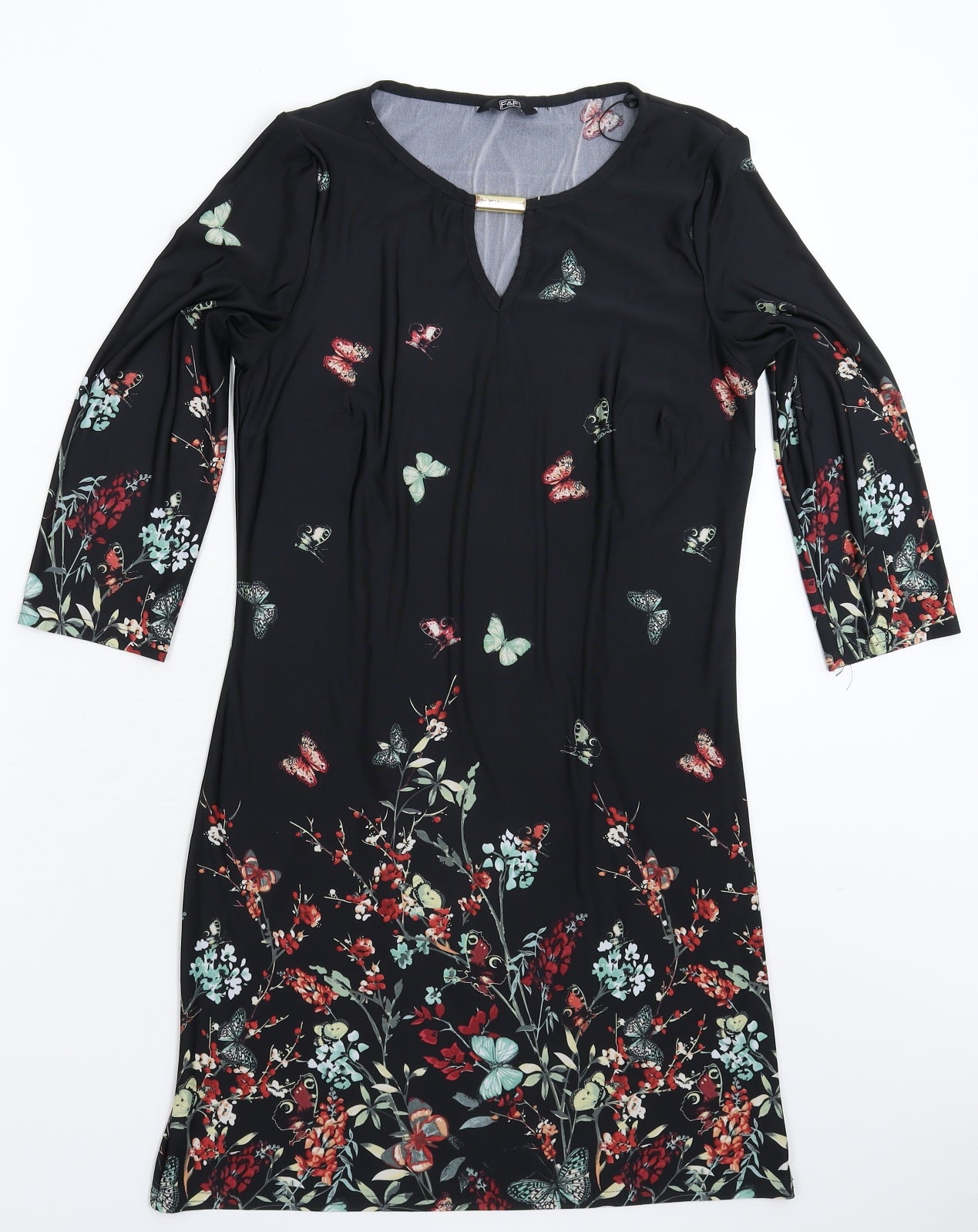 F&F Womens Black Floral  Mini  Size 10