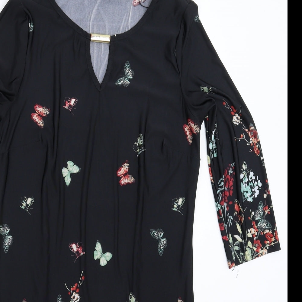 F&F Womens Black Floral  Mini  Size 10