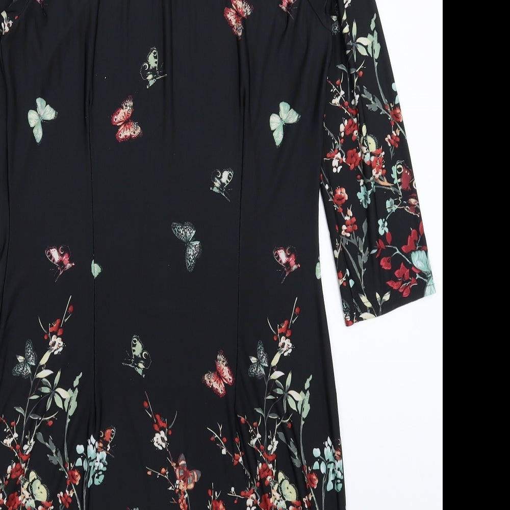 F&F Womens Black Floral  Mini  Size 10
