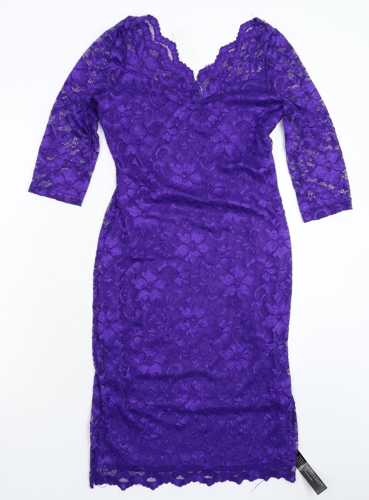 Julien Macdonald Womens Purple Floral Lace Bodycon  Size 14