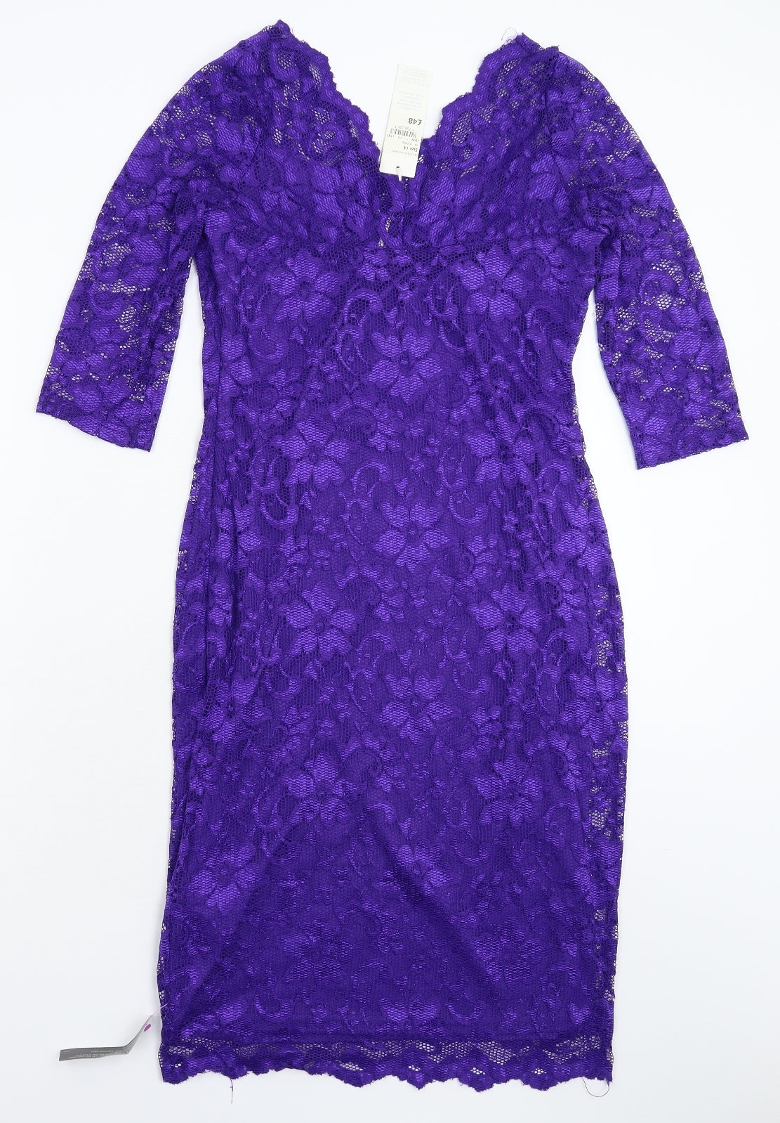 Julien Macdonald Womens Purple Floral Lace Bodycon  Size 14