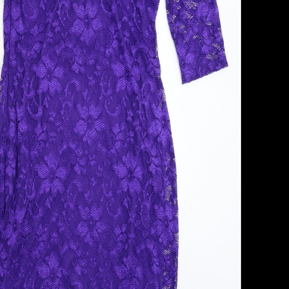 Julien Macdonald Womens Purple Floral Lace Bodycon  Size 14