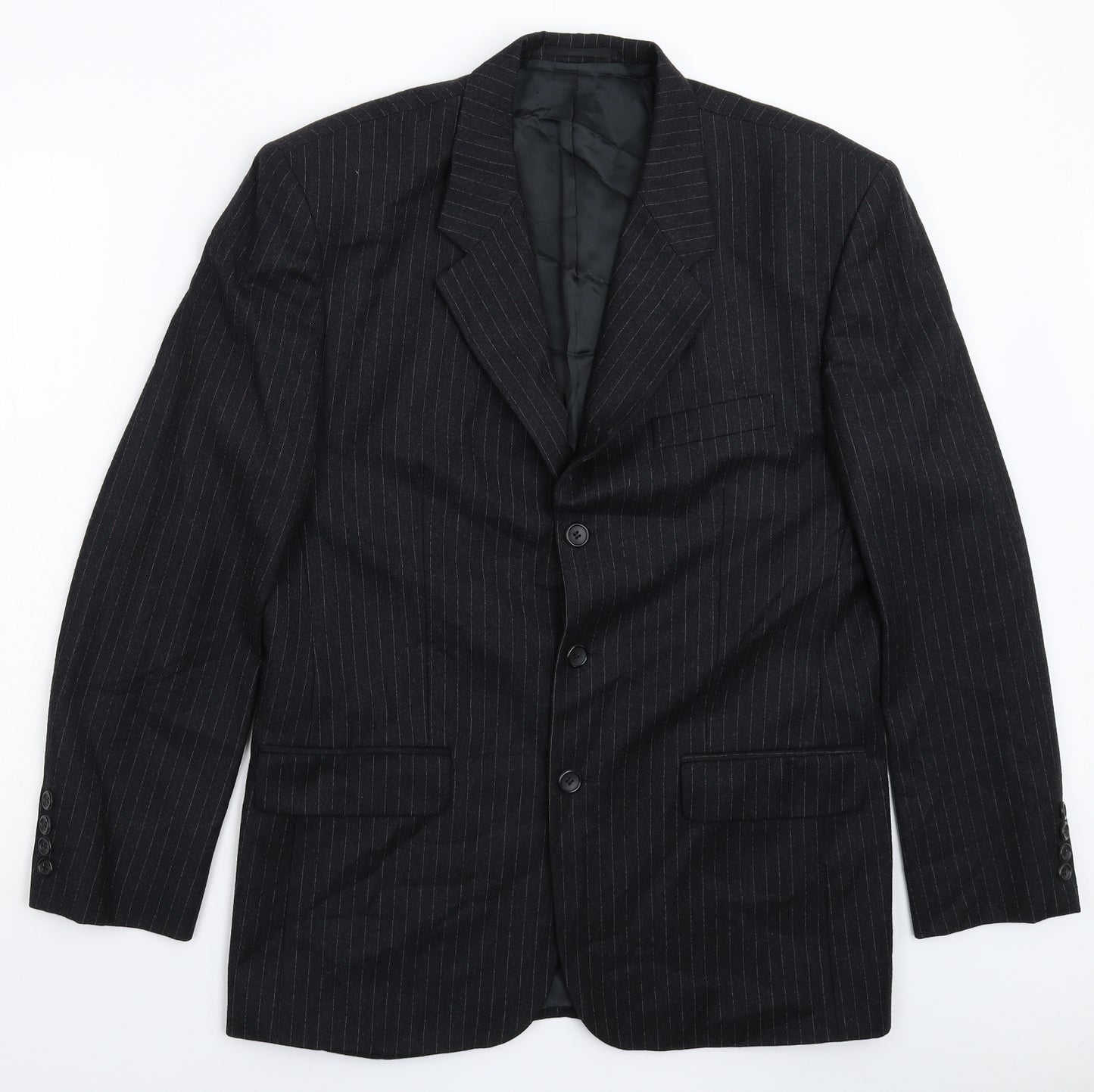 Mario Dessutti Mens Black Striped  Jacket Suit Jacket Size 42
