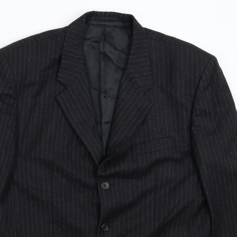 Mario Dessutti Mens Black Striped  Jacket Suit Jacket Size 42