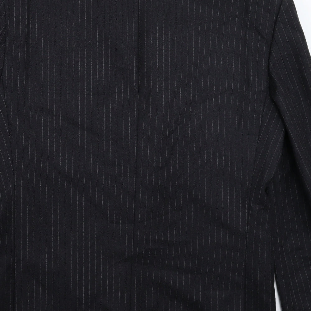 Mario Dessutti Mens Black Striped  Jacket Suit Jacket Size 42