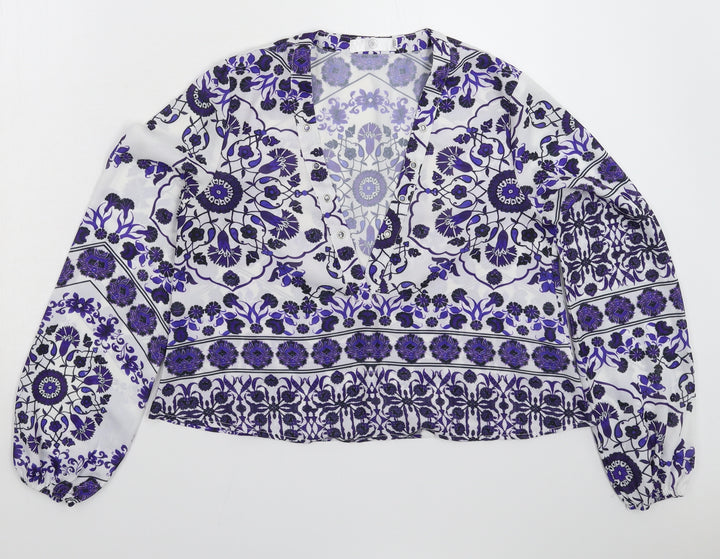 Missguided Womens White Floral  Basic Blouse Size 6