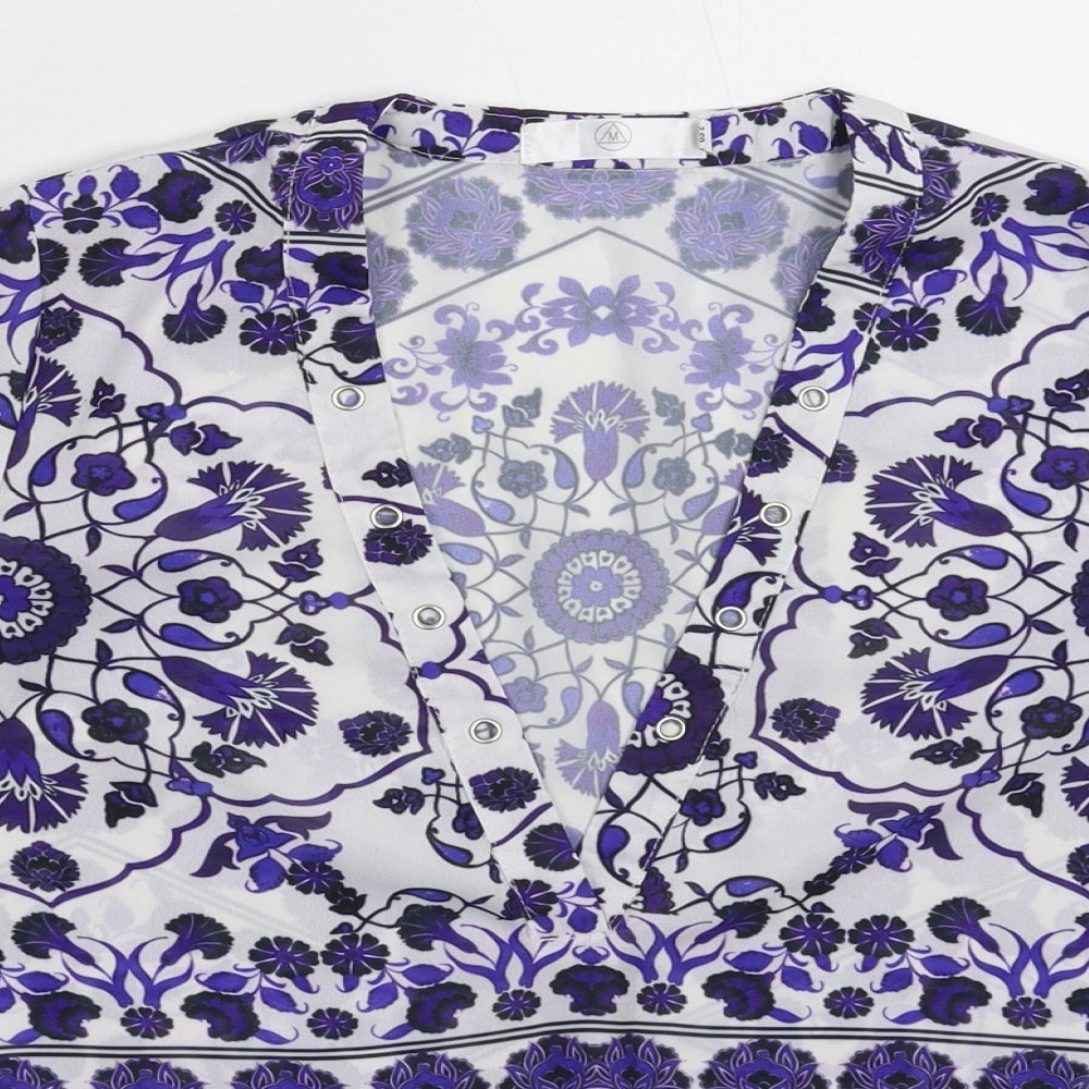 Missguided Womens White Floral  Basic Blouse Size 6