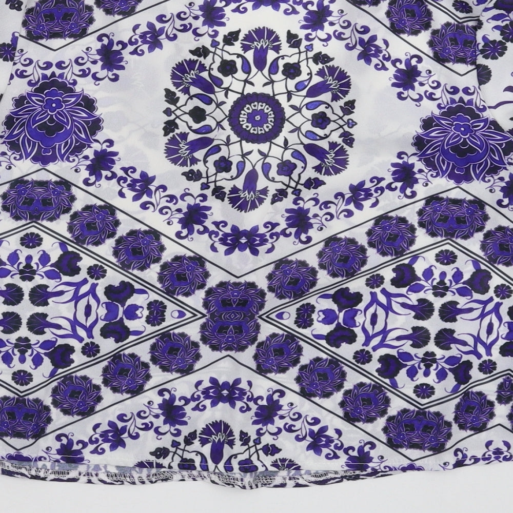 Missguided Womens White Floral  Basic Blouse Size 6