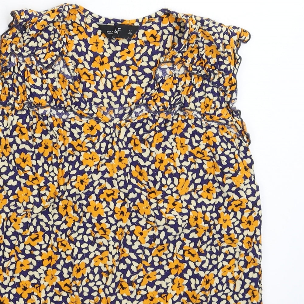F&F Womens Multicoloured Floral  Basic Tank Size 6