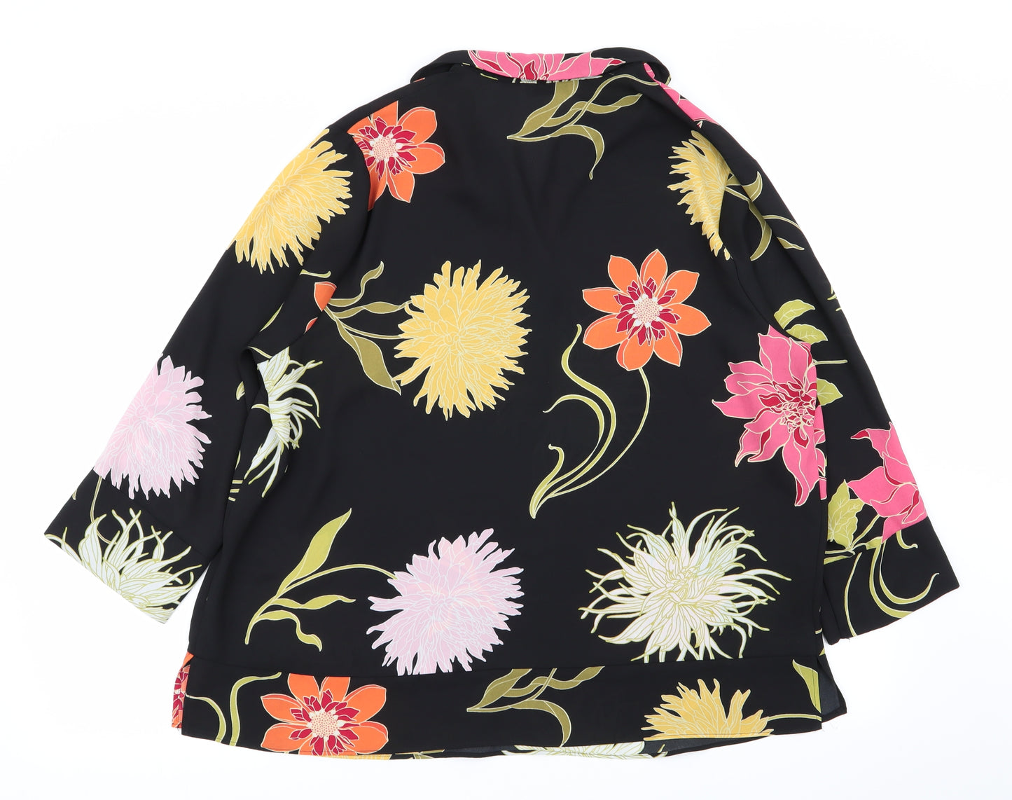 Soon Womens Black Floral  Basic Blouse Size 18