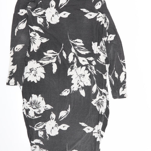 Boohoo Womens Grey Floral  A-Line  Size 14