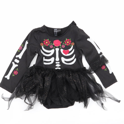 H&M Girls Black Geometric  Fit & Flare  Size 12 Months
