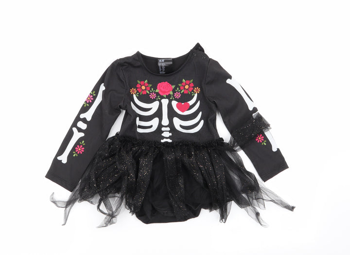 H&M Girls Black Geometric Fit & Flare Size 12 Months