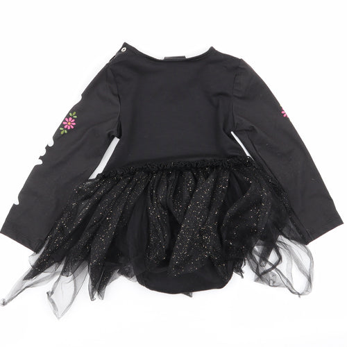 H&M Girls Black Geometric  Fit & Flare  Size 12 Months