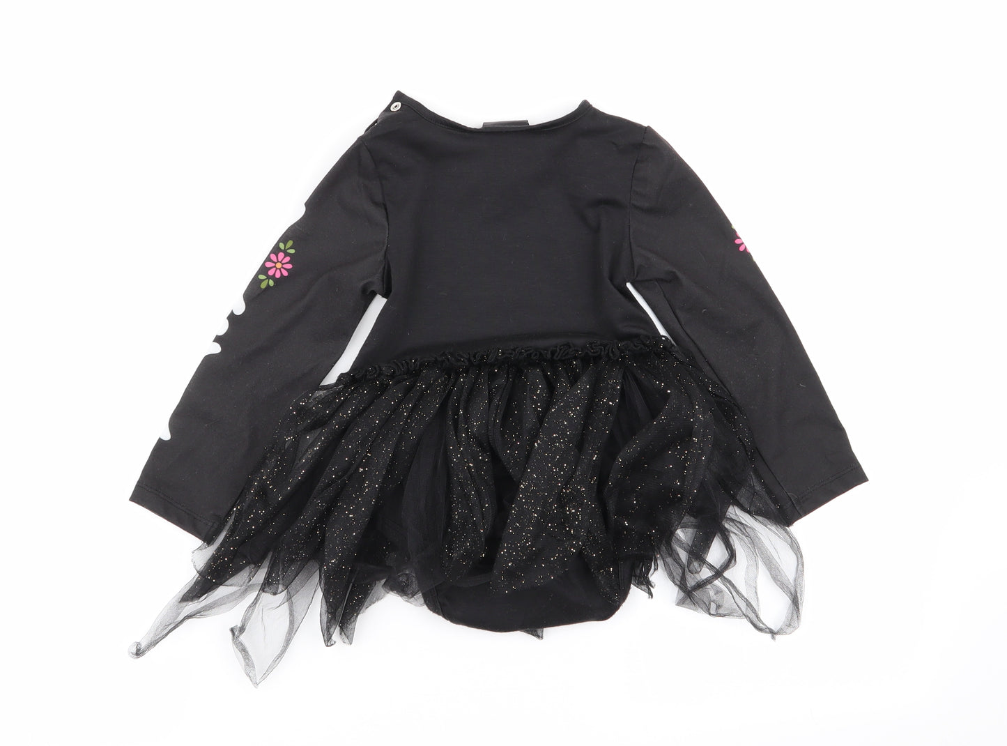 H&M Girls Black Geometric  Fit & Flare  Size 12 Months