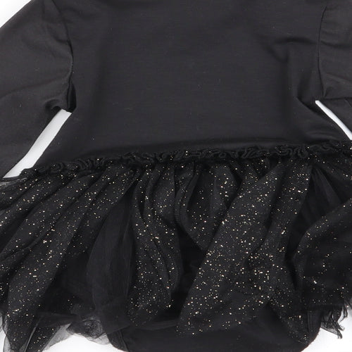 H&M Girls Black Geometric  Fit & Flare  Size 12 Months