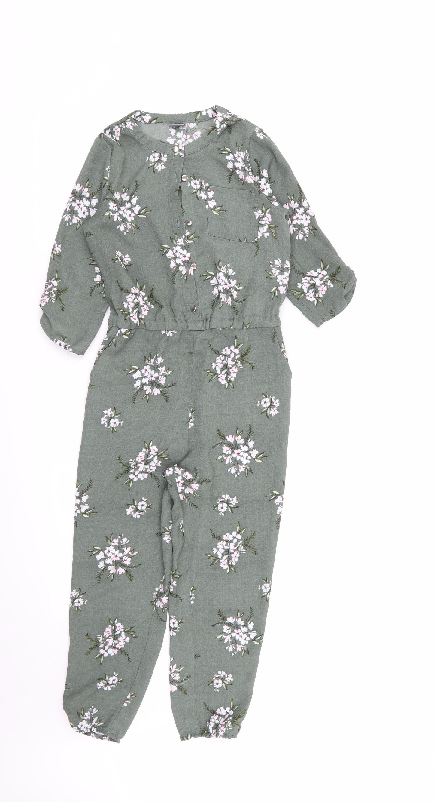 NEXT Girls Green Floral  Jumpsuit One-Piece Size 8 Years