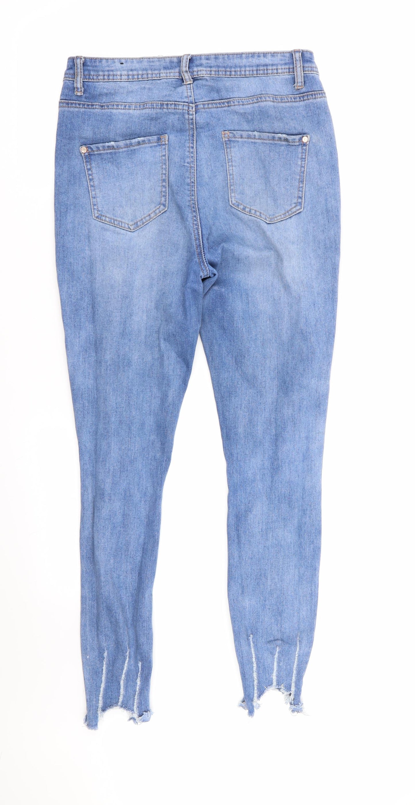 Missguided Womens Blue   Skinny Jeans Size 12 L28 in - RIPPED JEANS
